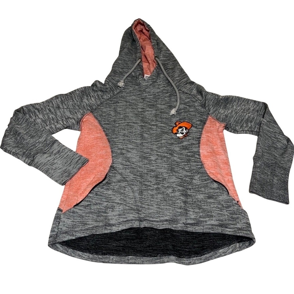 Pressbox OSU Cowboys Hoodie Womens M Gray Orange Pullover Sweatshirt NCAA